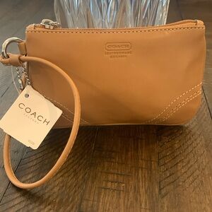 NWT Coach Tan Leather Wristlet